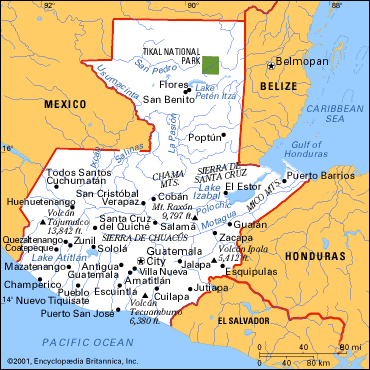 Guatemala Volcano Map