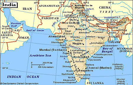 Click to see big map of India.