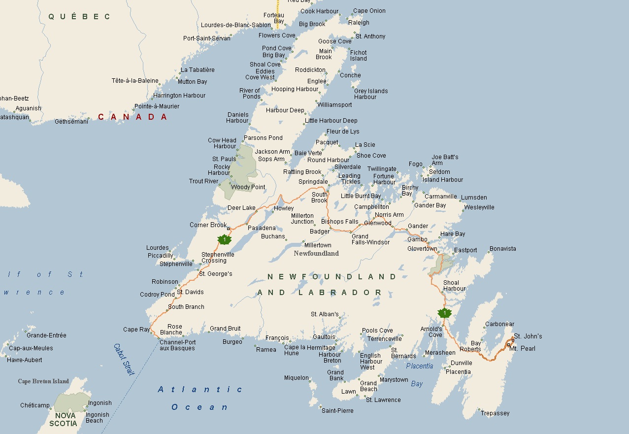 Road Map Of Newfoundland Island